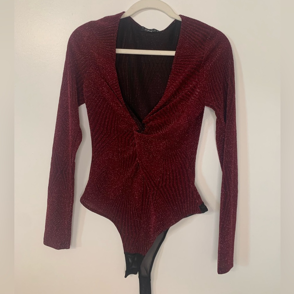 Sparkly Burgundy Bodysuit